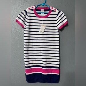 NWT Gymboree Girls Striped Dress Sz 7-8 White Pink Navy Summer Fun Party Church.